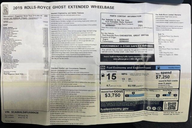 2015 Rolls-Royce Ghost EWB ($440,165 MSRP!!) *EXTENDED WHEEL BASE* *ONLY 5300 MILES* *1-OWNER* *$116,000 IN OPTIONS!!* San Diego CA