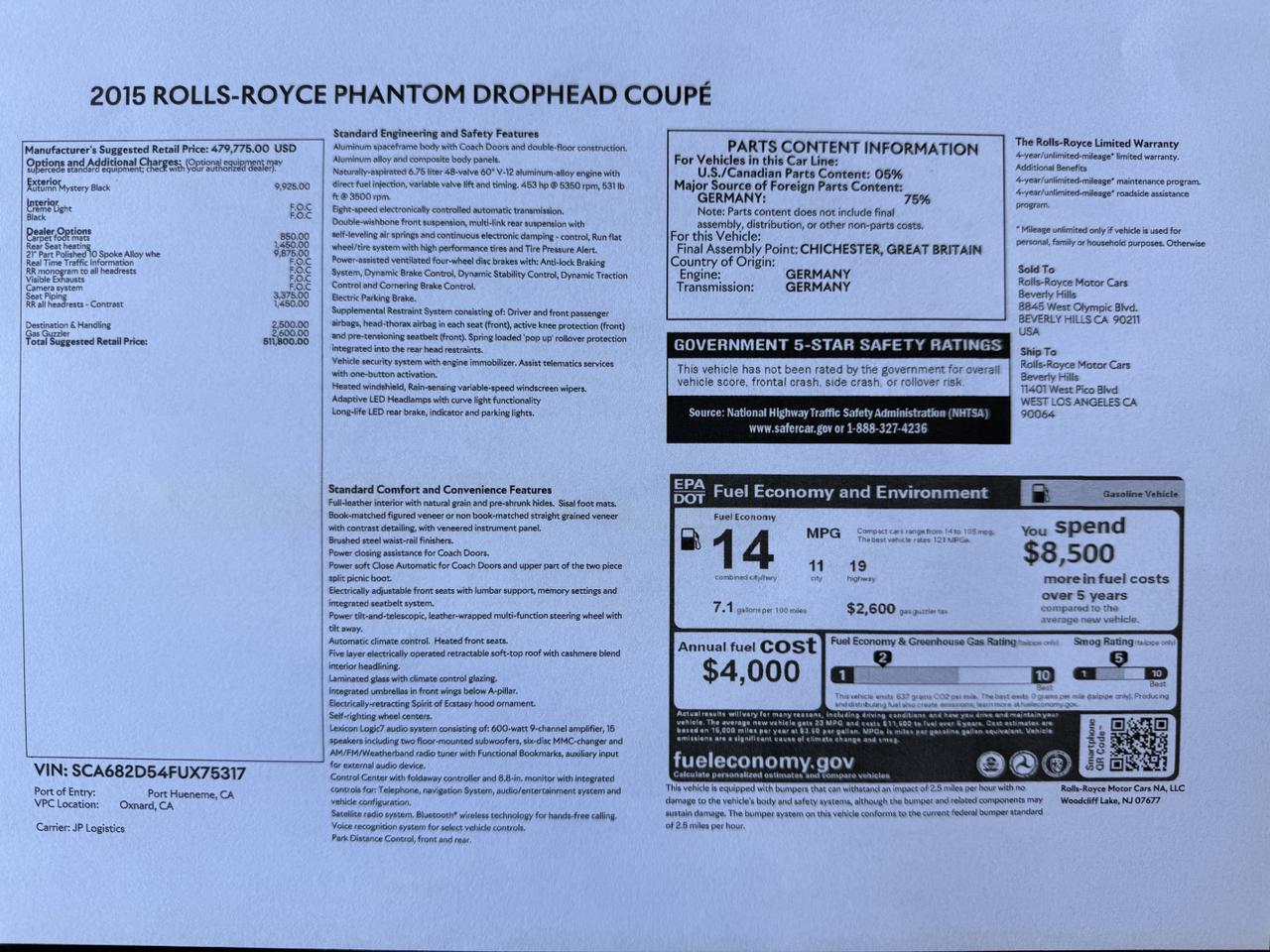 2015 Rolls-Royce Phantom Drophead Coupe *PENDING SALE* San Diego CA