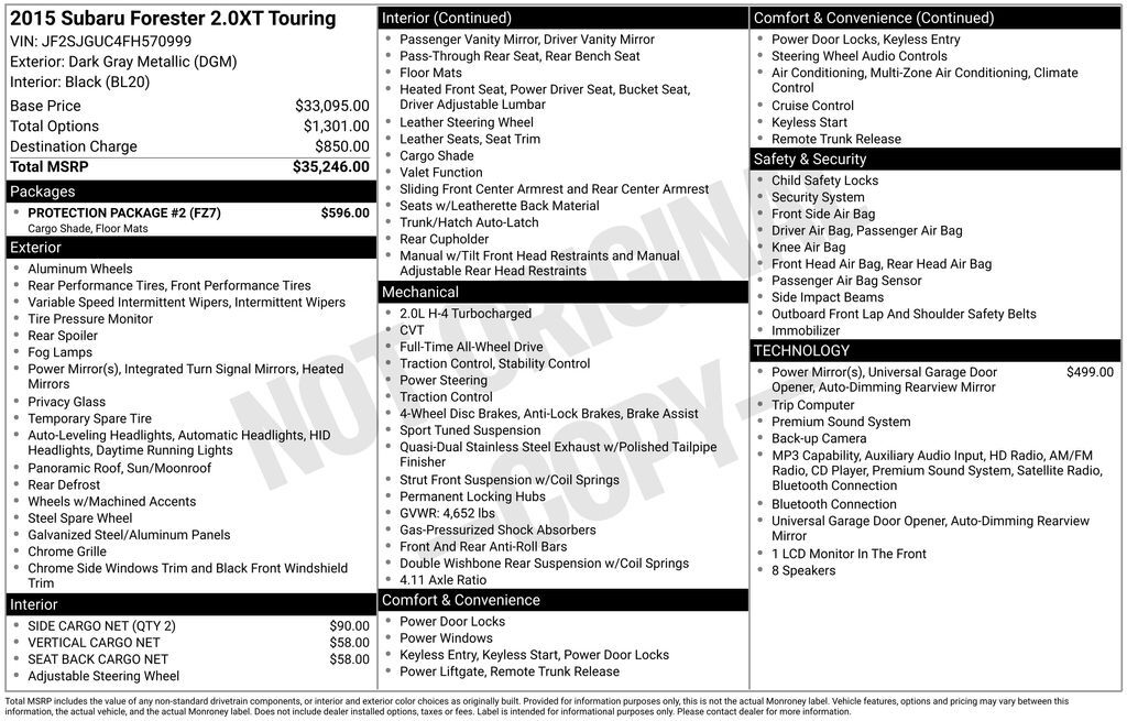 2015 Subaru Forester 2.0XT Touring OR