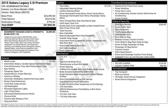 2015 Subaru Legacy 2.5i Raleigh NC