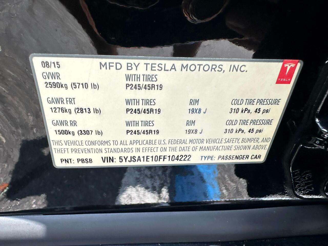 2015 Tesla Model S 4dr Sdn RWD 85 kWh Battery Jacksonville FL