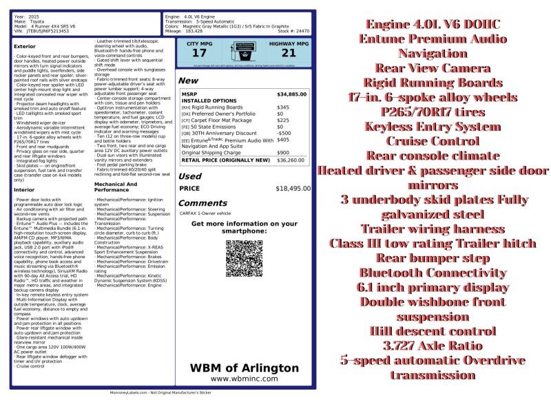 2015 Toyota 4Runner SR5 4WD Arlington VA