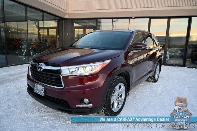 2015 Toyota Highlander Limited Platinum / AWD / Heated & Cooled Leather Seats / Heated Steering Wheel / JBL Speakers / NAV / Panoramic Sunroof / Adaptive Cruise / Lane Departure & Blind Spot / Rear Captain Chairs / 3rd Row / Tow Pkg Anchorage AK
