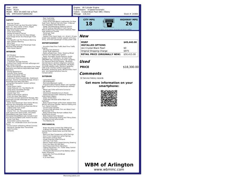 2016 Acura MDX SH-AWD with Technology Package Arlington VA