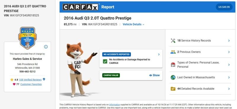 2016 Audi Q3 Prestige Webster MA