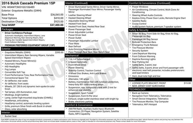 2016 Buick Cascada Premium Raleigh NC