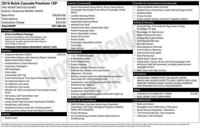 2016 Buick Cascada Premium Raleigh NC
