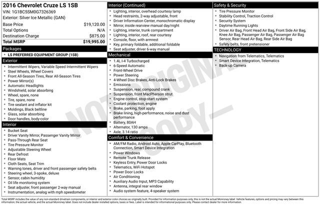 2016 Chevrolet Cruze LS Raleigh NC