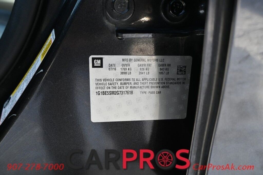 2016 Chevrolet Cruze LT - Automatic - RS Pkg - Convenience Pkg - Technology Pkg - Power & Heated Leather Seats - Sunroof - Auto Start - Push to Start - Bluetooth - Backup Camera - Bose Speakers - Aluminum Wheels - Low Miles Anchorage AK