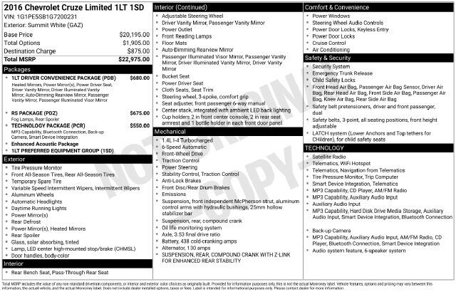 2016 Chevrolet Cruze Limited 1LT Raleigh NC