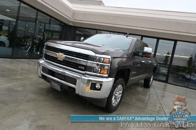 2016 Chevrolet Silverado 3500HD LTZ / 4X4 / Z71 Off-RD / Crew Cab / Turbo Diesel / Auto Start / Heated & Cooled Leather Seats / Heated Steering Wheel / Bose Speakers / Navigation / Sunroof / Tonneau Cover / Bed Liner / Tow Pkg / 1- Owner Anchorage AK