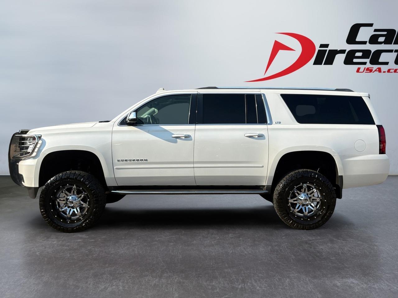 2016 Chevrolet Suburban LTZ, SUNROOF, LIFTED, BRUSH GUARD, CUSTOM CHROME FUEL WHEELS, RUNNING BOARDS, BLIND SPOT, POWER 3RD ROW, POWER LIFTGATE, HEATED & COOLING SEATS, APPLE CARPLAY/ANDROID AUTO, DVD REAR ENTERTAINMENT, LOW MILES, 1 OWNER, READY TO HIT THE ROAD!