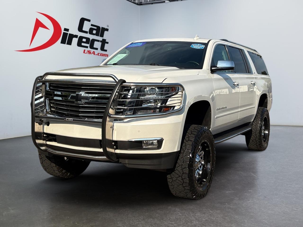 2016 Chevrolet Suburban LTZ, SUNROOF, LIFTED, BRUSH GUARD, CUSTOM CHROME FUEL WHEELS, RUNNING BOARDS, BLIND SPOT, POWER 3RD ROW, POWER LIFTGATE, HEATED & COOLING SEATS, APPLE CARPLAY/ANDROID AUTO, DVD REAR ENTERTAINMENT, LOW MILES, 1 OWNER, READY TO HIT THE ROAD!