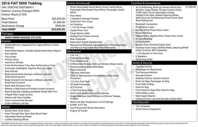 2016 Fiat 500X Trekking Raleigh NC