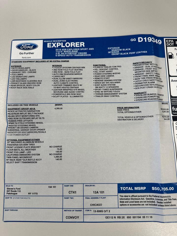 2016 Ford Explorer 4WD Sport 7-Passenger West Chester PA