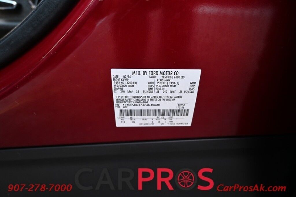 2016 Ford Explorer Sport - 4X4 - AutoStart - Power Leather Heated/Cooled Seats - Heated Steering Wheel - 2nd Row Captain Seats - Power 3rd Row - Seats 6 - Sony Speakers - Navigation - Bluetooth - Blind Sport Alert & Lane Departure - Power Liftgate - Rear Park Sensors Anchorage AK