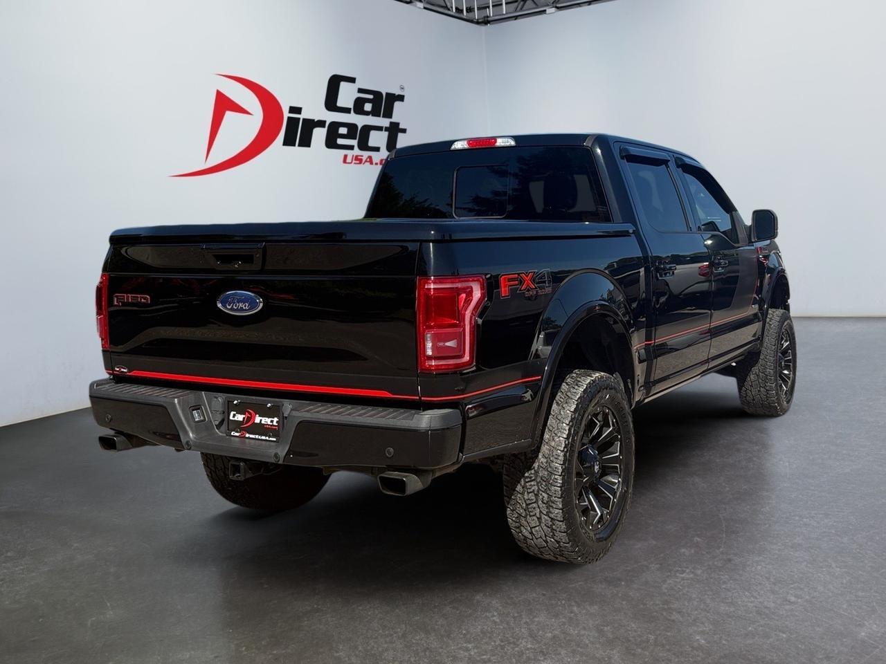 2016 Ford F-150 Lariat, POWER RUNNING BOARDS, LIFTED, TOW PACKAGE, 360 BACKUP CAMERA, PANORAMIC MOONROOF, BLIND SPOT ALERT, LANE KEEP ASSIST, FORWARD COLLISION WARNING, APPLE CARPLAY/ANDROID AUTO, HEATED & COOLING SEATS, CUSTOM FUEL WHEELS, LOW MILES, CLEAN CARFAX,