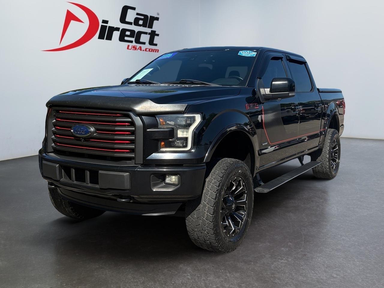 2016 Ford F-150 Lariat, POWER RUNNING BOARDS, LIFTED, TOW PACKAGE, 360 BACKUP CAMERA, PANORAMIC MOONROOF, BLIND SPOT ALERT, LANE KEEP ASSIST, FORWARD COLLISION WARNING, APPLE CARPLAY/ANDROID AUTO, HEATED & COOLING SEATS, CUSTOM FUEL WHEELS, LOW MILES, CLEAN CARFAX, Virginia Beach VA