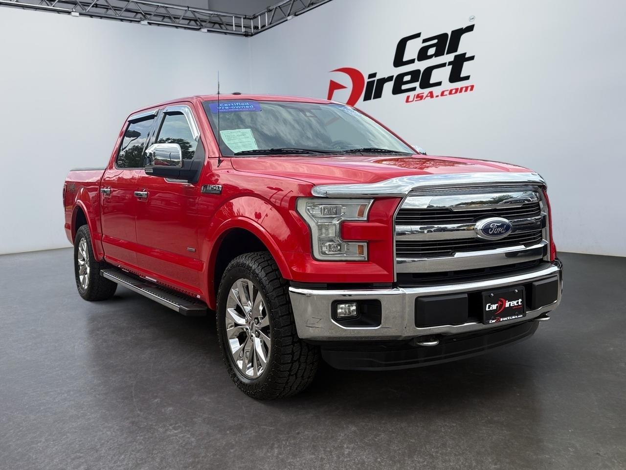 2016 Ford F-150 Lariat, RUNNING BOARDS, FOLDABLE BED EXTENDER, PRO TRAILER PACKAGE, BLIND SPOT ALERT, REMOTE START, TWIN PANEL MOONROOF, TAILGATE STEP, HEATED & COOLING SEATS, LOW MILES, CLEAN CARFAX, THIS TRUCK IS CLEAN AND READY TO RIDE!