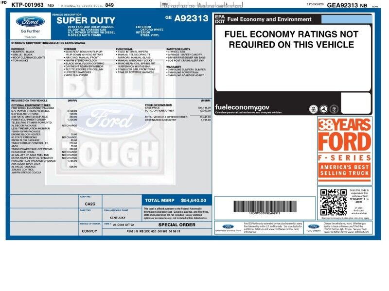 2016 Ford F-550 Super Duty Chassis XL Crew Cab 200 DRW RWD w/ Dump Body Arlington VA