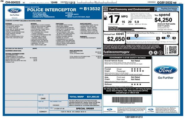 2016 Ford Utility Police Interceptor Base Raleigh NC