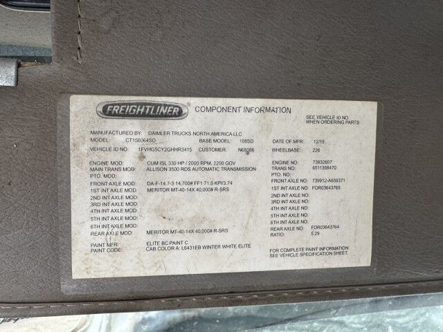 2016 Freightliner 108 SD with Palfinger Crane  Henrico VA