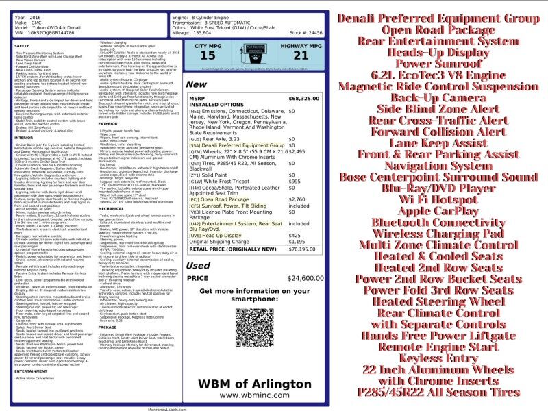 2016 GMC Yukon Denali 4WD Arlington VA