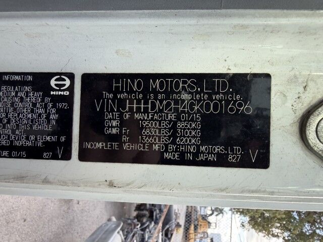 2016 Hino 195 Cab & Chassis Only Truck - SOLD AS IS