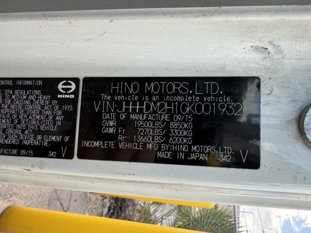 2016 Hino 195 Cab & Chassis Only Truck - SOLD AS IS Miami FL