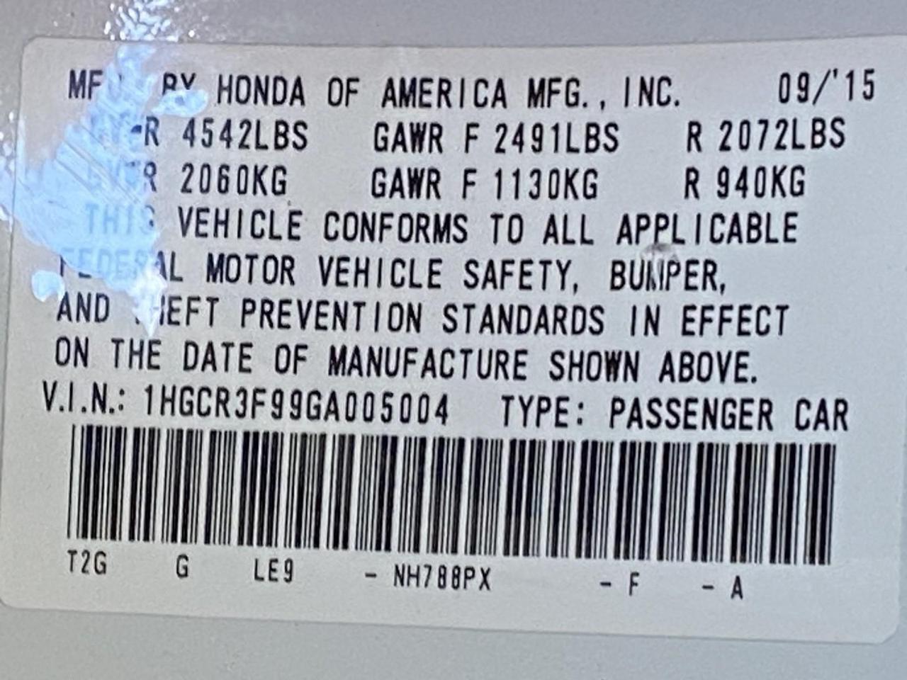 2016 Honda Accord Sedan Touring Richmond Hill NY