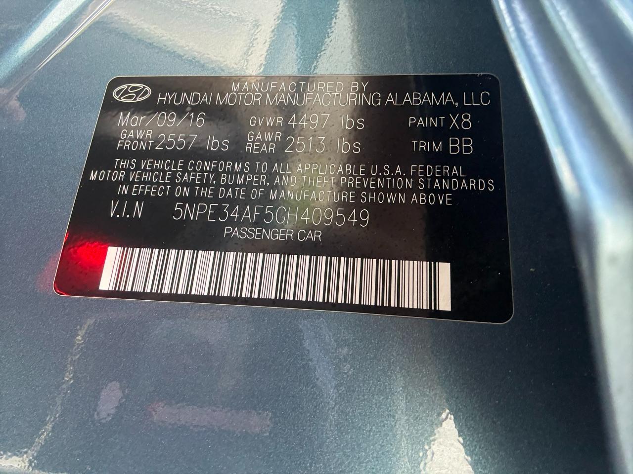 2016 Hyundai Sonata 4dr Sdn 2.4L Limited Jacksonville FL