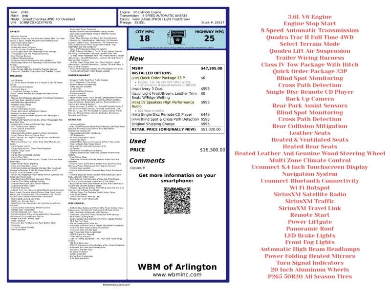 2016 Jeep Grand Cherokee Overland 4WD Arlington VA