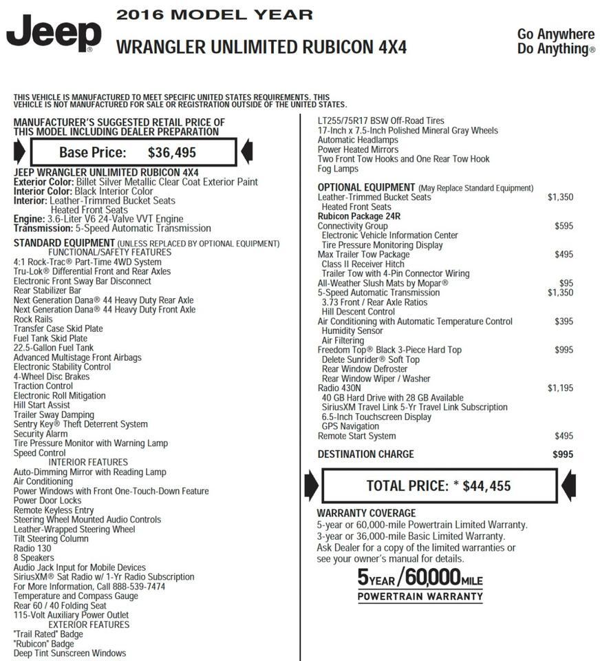 2016 Jeep Wrangler Unlimited Rubicon 4X4 / UPGRADES / LEATHER SEATS / V6! Lincolnton NC