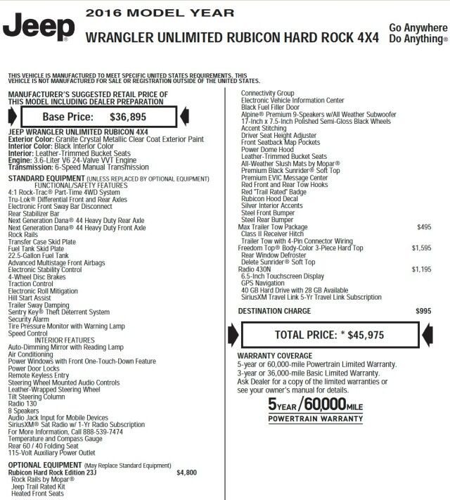2016 Jeep Wrangler Unlimited Rubicon Hard Rock 4X4 / UPGRADES / Heated Seats! High Point NC