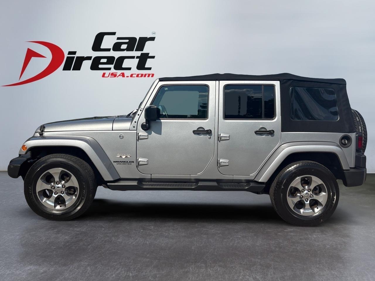 2016 Jeep Wrangler Unlimited Sahara, FENDER FLARES, RUNNING BOARDS, TOW PACKAGE, BLUETOOTH, UCONNECT, TINTED WINDOWS, SOFT TOP, LOW MILES, 1 OWNER, WRANGLE THE ROAD IN THIS JEEP!