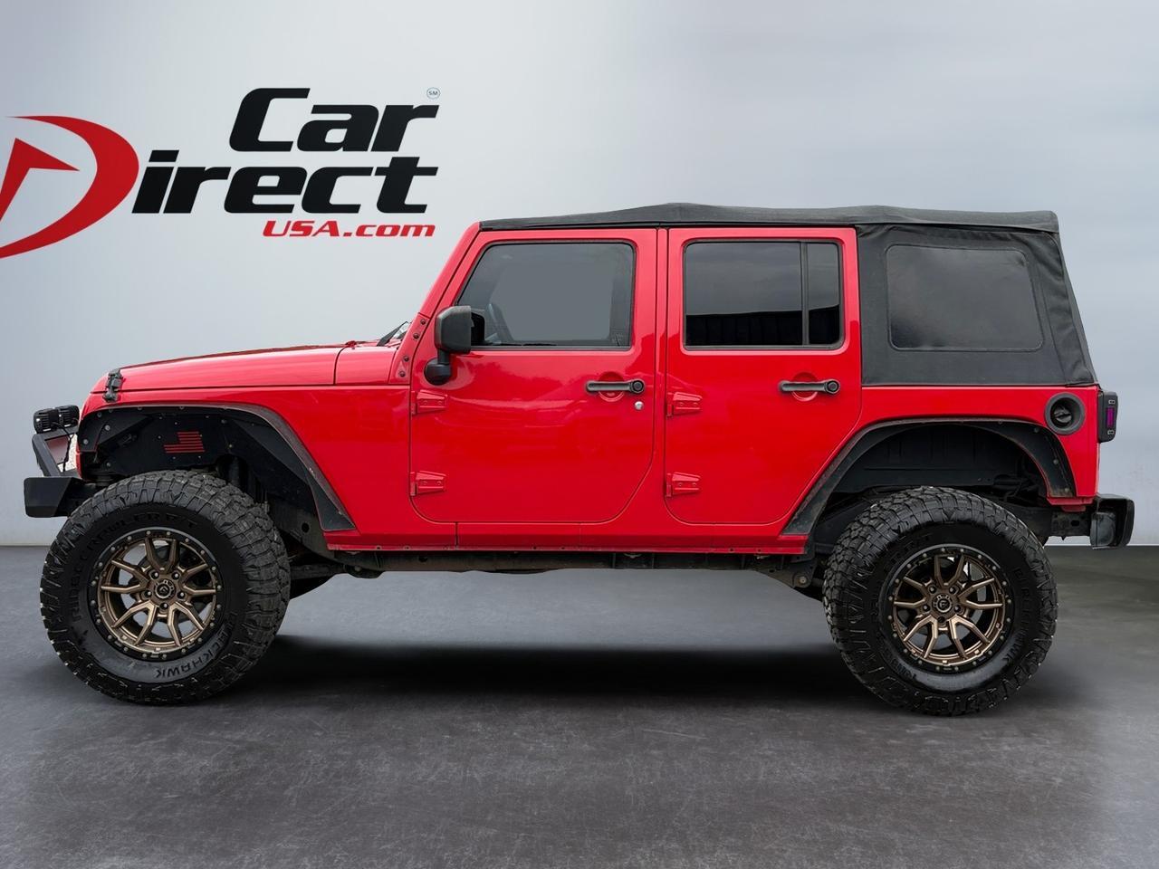 2016 Jeep Wrangler Unlimited Sport, MT, LIFTED, SOFT TOP, BRUSH GUARD WITH LIGHT BAR, CUSTOM FUEL WHEELS, KICKER SUBWOOFER, SOFT TOP, APPLE CARPLAY/ANDROID AUTO, LOW MILES, CLEAN CARFAX, WRANGLE THE KEYS TO THIS JEEP!