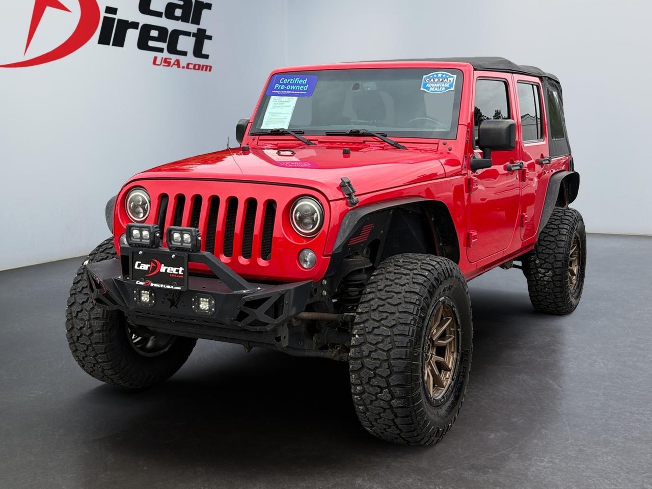 2016 Jeep Wrangler Unlimited Sport, MT, LIFTED, SOFT TOP, BRUSH GUARD WITH LIGHT BAR, CUSTOM FUEL WHEELS, KICKER SUBWOOFER, SOFT TOP, APPLE CARPLAY/ANDROID AUTO, LOW MILES, CLEAN CARFAX, WRANGLE THE KEYS TO THIS JEEP!