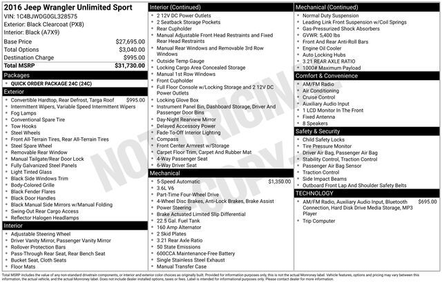 2016 Jeep Wrangler Unlimited Sport Raleigh NC