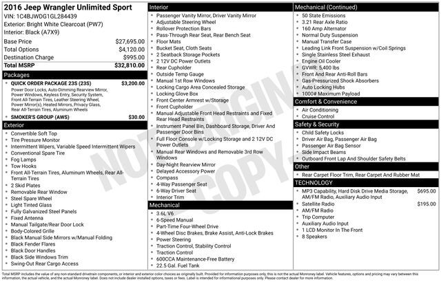 2016 Jeep Wrangler Unlimited Sport Raleigh NC
