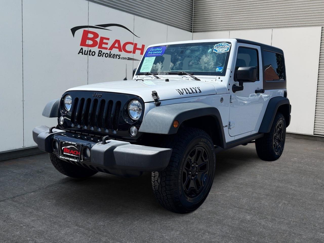 2016 Jeep Wrangler Willys Wheeler, BLUETOOTH, POWER/HEATED MIRRORS, TOW HOOKS, SPARE TIRE, FENDER FLARES, BLACK WHEELS, CLEAN CARFAX, LOW MILES! Norfolk VA