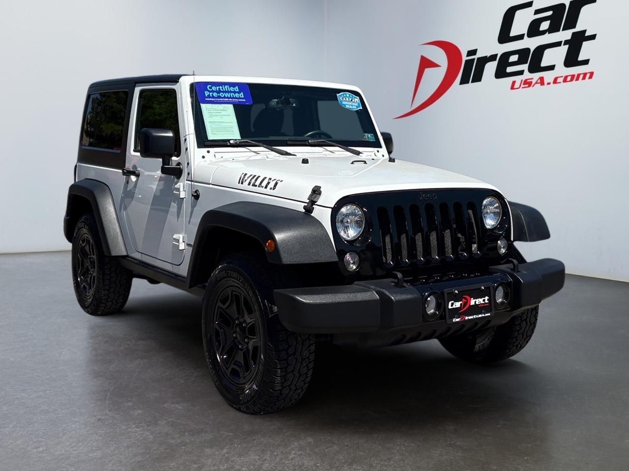 2016 Jeep Wrangler Willys Wheeler, MT, HARD TOP, BLUETOOTH, TOW PACKAGE, FENDER FLARES, KEYLESS ENTRY, REAR STEP, SPARE TIRE, ONLY 62K MILES, CLEAN CARFAX, RIDE THIS WRANGLER TODAY!