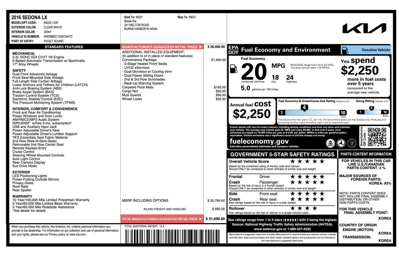 2016 Kia Sedona LX Tallmadge OH