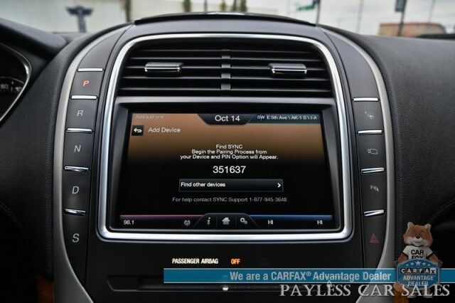 2016 Lincoln MKX Reserve / AWD / Tech & Driver Assist Pkg / Luxury Pkg / Auto Start / Heated & Cooled Leather Seats / Heated Steering / NAV / Sunroof / REVEL II Audio / Adaptive Cruise / Lane Depart & Blind Spot / Block Heater Anchorage AK
