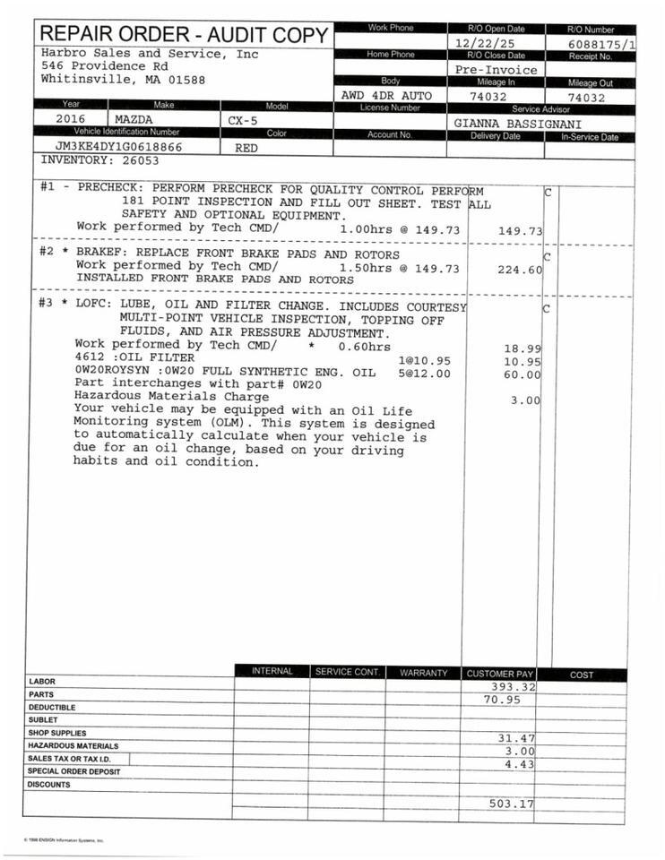 2016 Mazda CX-5 Grand Touring - PURCHASED FROM ORIGINAL OWNER - ZERO RUST Webster MA