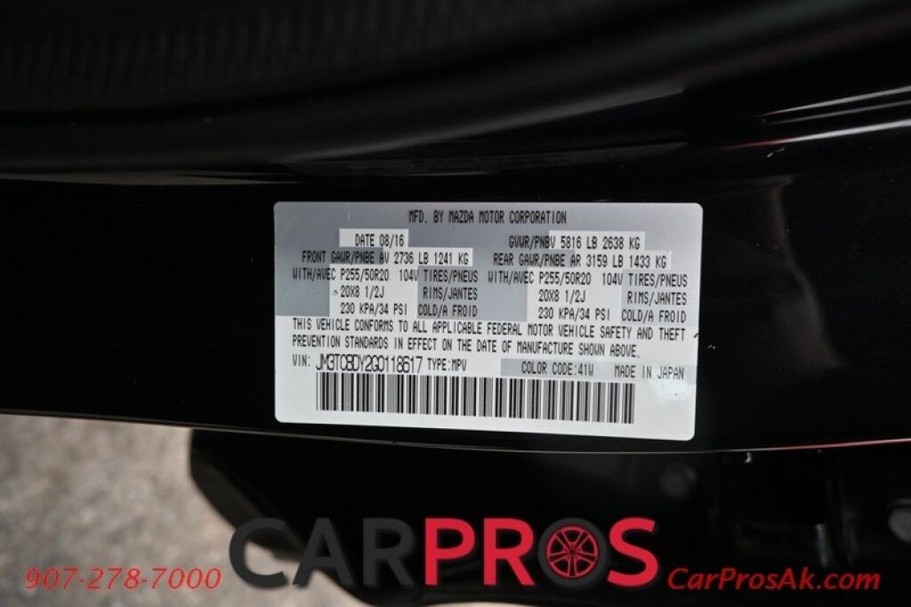 2016 Mazda CX-9 Grand Touring - AWD - Heated Leather Seats - Keyless Entry w/ Push To Start - Dual Climate Control - Bose Sound System - HUD - Bluetooth - Backup Camera - 3rd Row - Seats 7 - Sunroof Anchorage AK