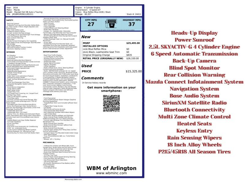 2016 Mazda Mazda3 s Touring Hatchback