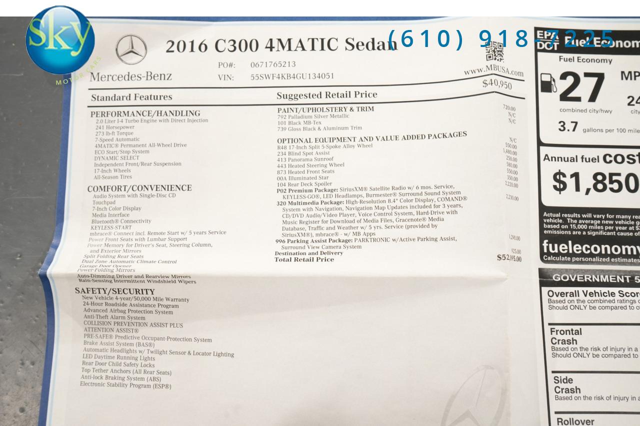 2016 Mercedes-Benz C-Class Sedan 4MATIC AWD C 300 Luxury West Chester PA