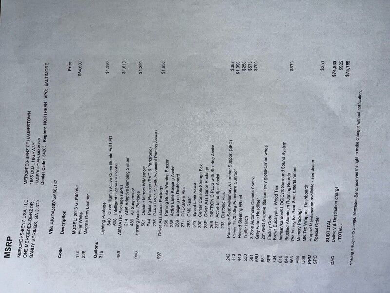 2016 Mercedes-Benz GLE 400 4MATIC AWD Arlington VA