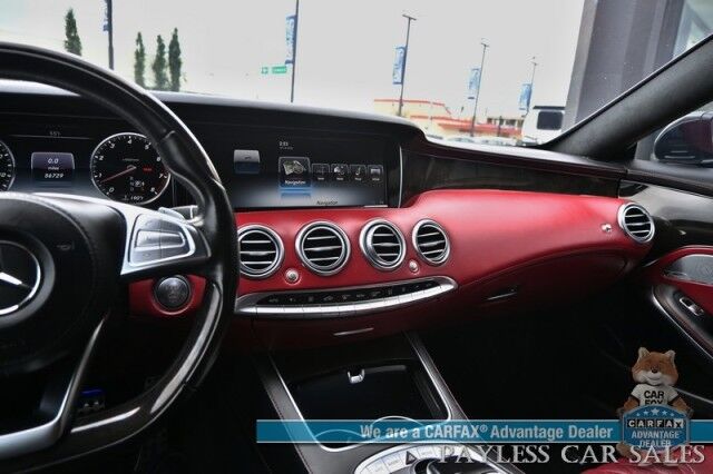 2016 Mercedes-Benz S-Class S550 Coupe / AWD / 4.7L Bi-Turbo V8 / Premium Pkg / Sport Pkg / Heated & Cooled Leather Seats / Heated Steering / Panoramic Sunroof / NAV / HUD / Burmester Speakers / Lane Depart & Blind Spot / Low Miles Anchorage AK