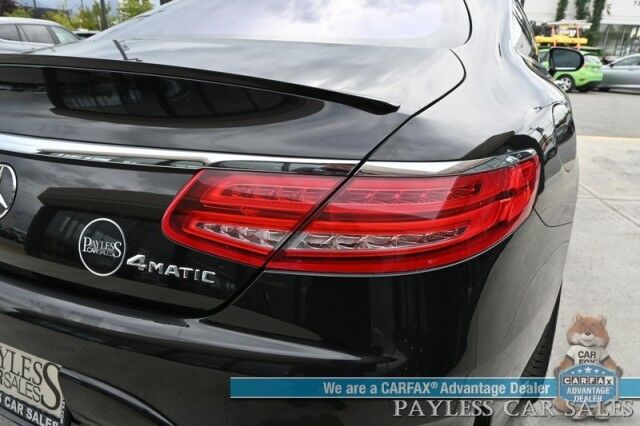 2016 Mercedes-Benz S-Class S550 Coupe / AWD / 4.7L Bi-Turbo V8 / Premium Pkg / Sport Pkg / Heated & Cooled Leather Seats / Heated Steering / Panoramic Sunroof / NAV / HUD / Burmester Speakers / Lane Depart & Blind Spot / Low Miles Anchorage AK